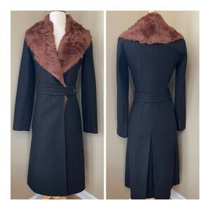 BCBG MaxAzria Belted Coat with Faux Fur Color